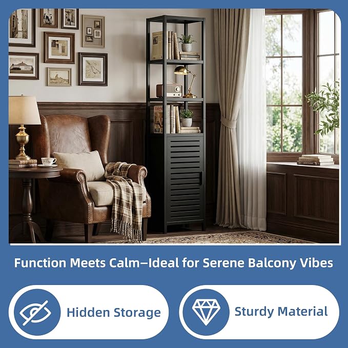 HITNET Bathroom Cabinet Freestanding, Tall Slim Bamboo Storage Cabinet - Image 7