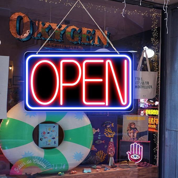 16.5" X 9" Led Neon Open Signs for Business Ultra Bright Plug In Electric Light - Image 4