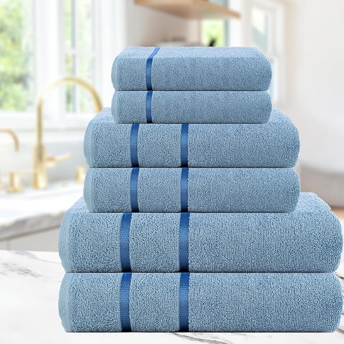 CASA COPENHAGEN Eternal 6Pcs 100% Egyptian Cotton Large Designer Towels Gift - Image 4