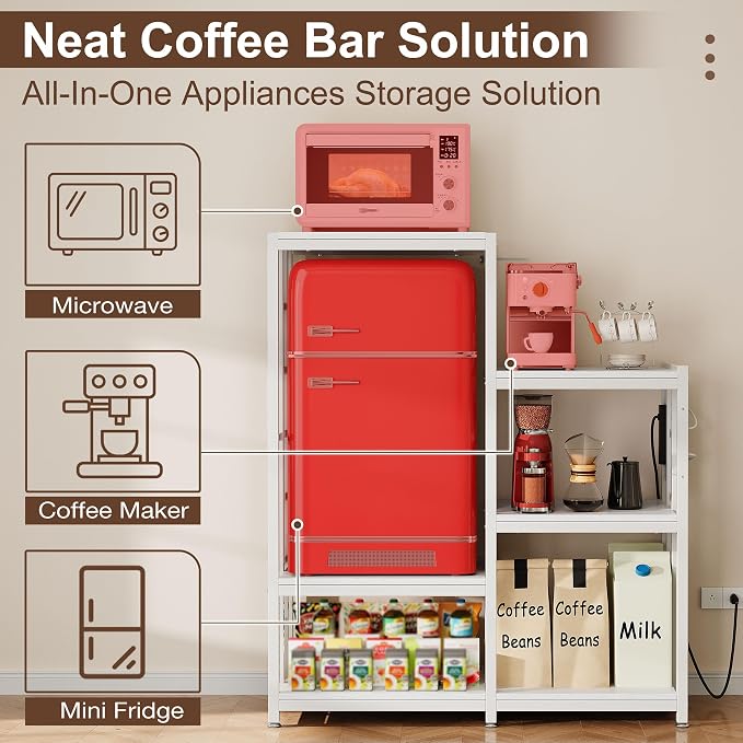 Mini Fridge Stand Coffee Bar Cabinet Station - Image 3