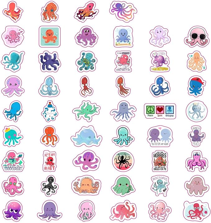 100Pcs Octopus Stickers for Water Bottle and Laptop - Image 3