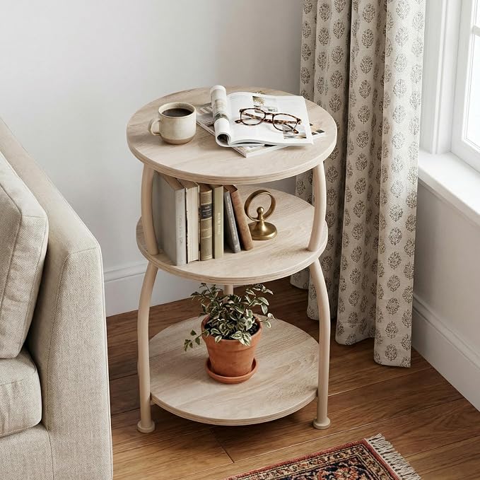 Round Side Table, 3-Tier End Table - Image 4