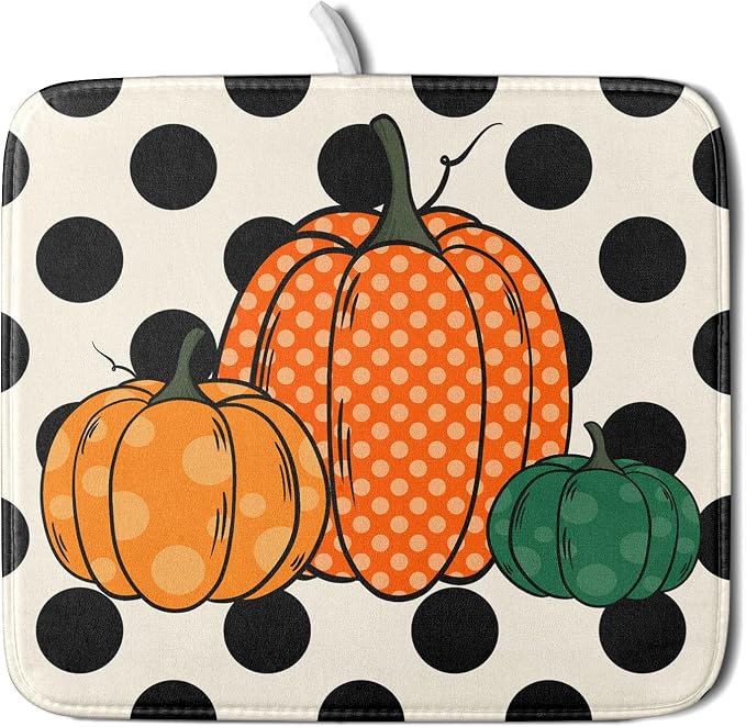 Autumn Pumpkin Dish Drying Mat for Kitchen Counter by Sweetshow