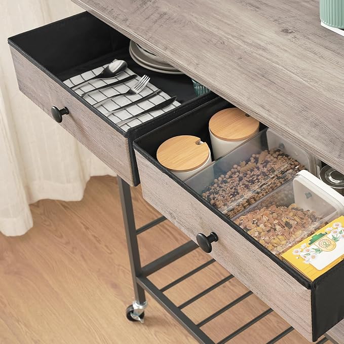 HOOBRO Kitchen Island with Storage, Rolling Island Cart - Image 5
