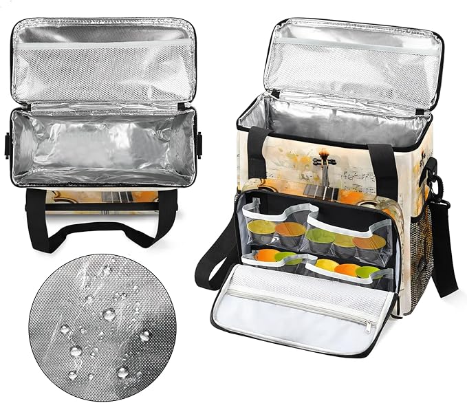 Musical Violin Coffee Maker Carring Bag, Large Insulated Storage Organizer Case - Image 3