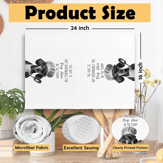 Funny Dachshund Kitchen Towels Set of 2, Dog Kitchen Accessories, Coffee - Image 6