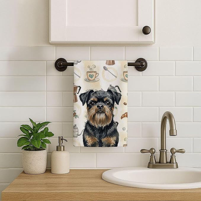Caroline's Treasures Black and Tan Brussels Griffon Coffee Bar Kitchen Towel - Image 7