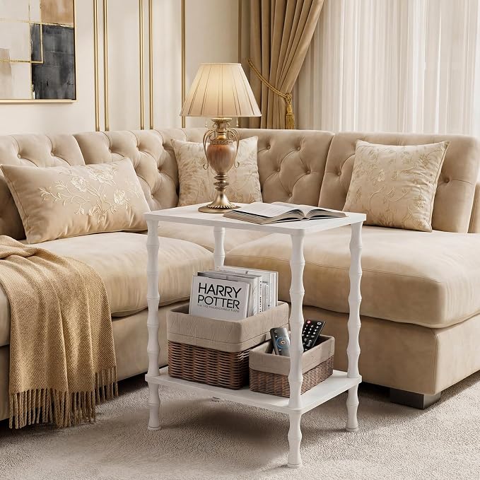 Vintage Small Side Table, 21.9 Inch Living Room End Table, 2-Tier Coffee Table - Image 7