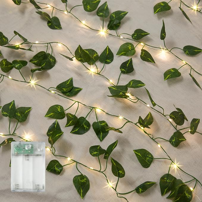 Vine with Fairy Lights, 2 Pack 40 LEDs Vine Lights Pothos Battery Operated by NWLIGHT