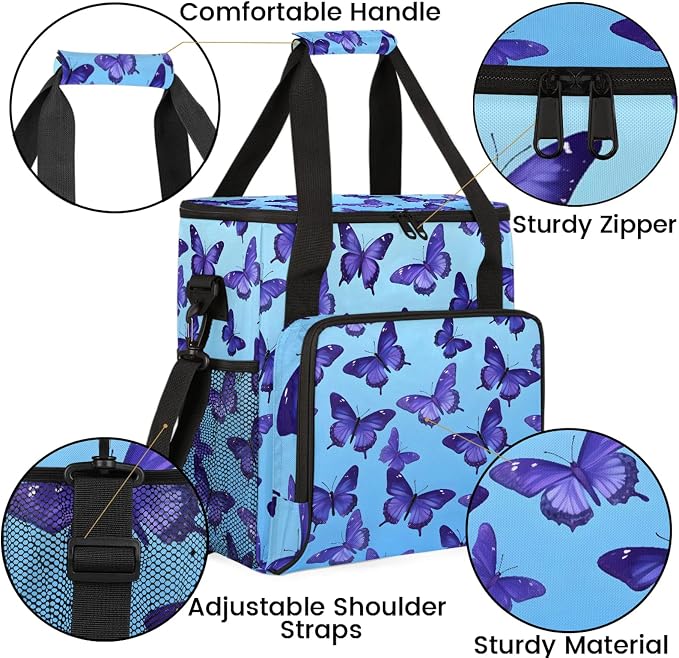 Butterfly Animals Coffee Maker Carring Bag, Large Insulated Storage Organizer - Image 6