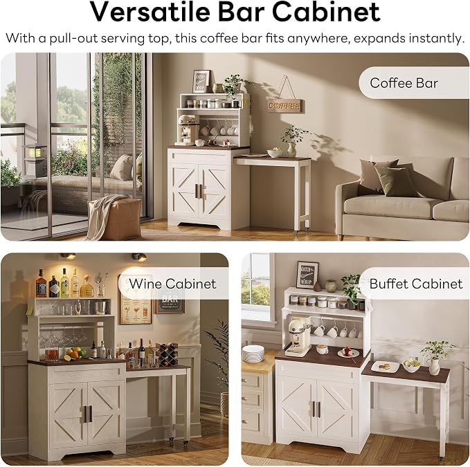 LIKIMIO 57" Farmhouse Coffee Bar Cabinet - Image 7