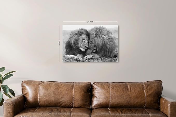 Lion Canvas Wall Art Black and White Lioness Pictures Bathroom Decor Minimalist - Image 5