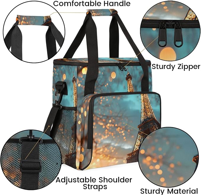 Eiffel Tower At Night Coffee Maker Carring Bag, Large Insulated Storage - Image 6