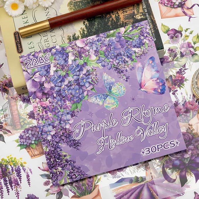 Purple Garden Scene Theme Sticker Scrapbooking Supplies - Image 5