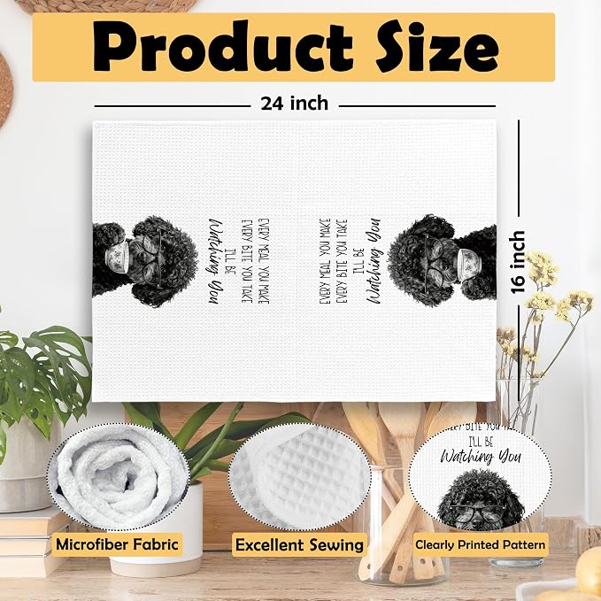 Portuguese Water Dog Kitchen Towels Set of 2, Dog Kitchen Accessories, Bar Decor - Image 6