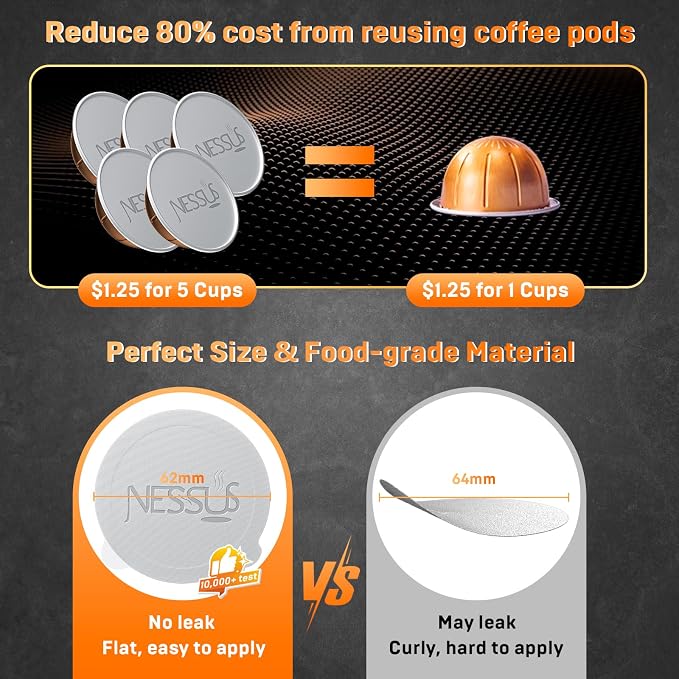 NESSUS Refill Kit for Reusable Nespresso Vertuo Pods, Lid Easy Remover for - Image 3