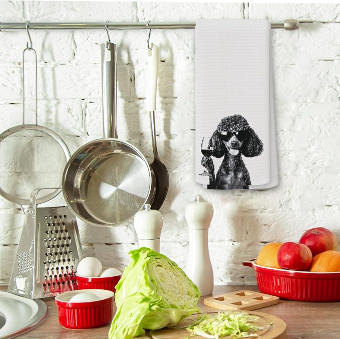Funny Poodle Wine Kitchen Towels, Gifts - Image 3