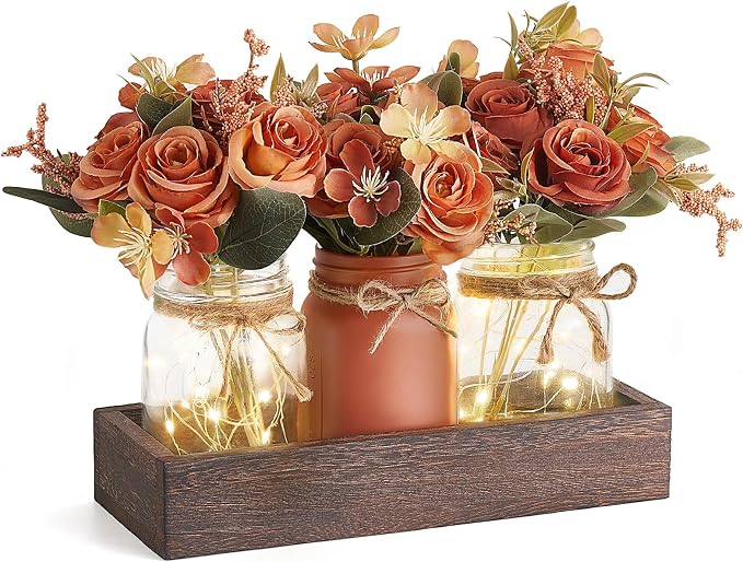 Mkono Mason Jar Lights Centerpiece Table Decor by Mkono