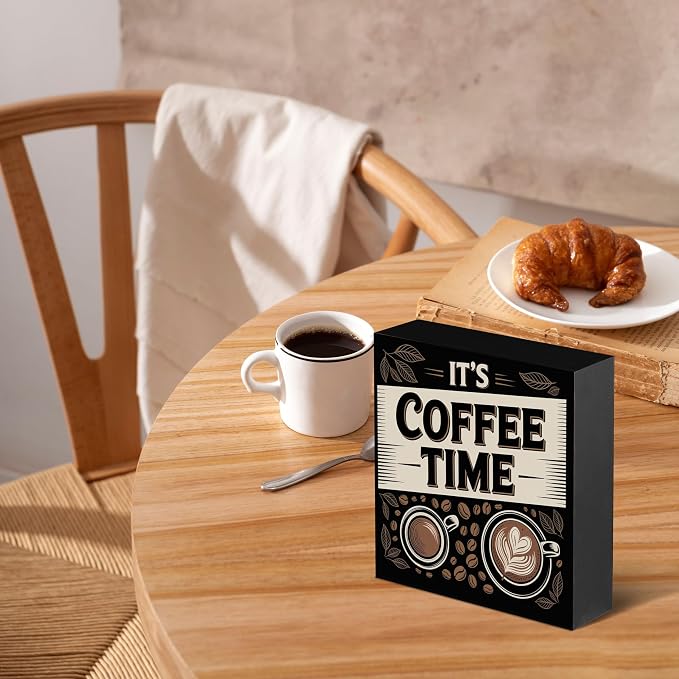 It's Coffee Time Wooden Box Decor 5x5 in - Image 4