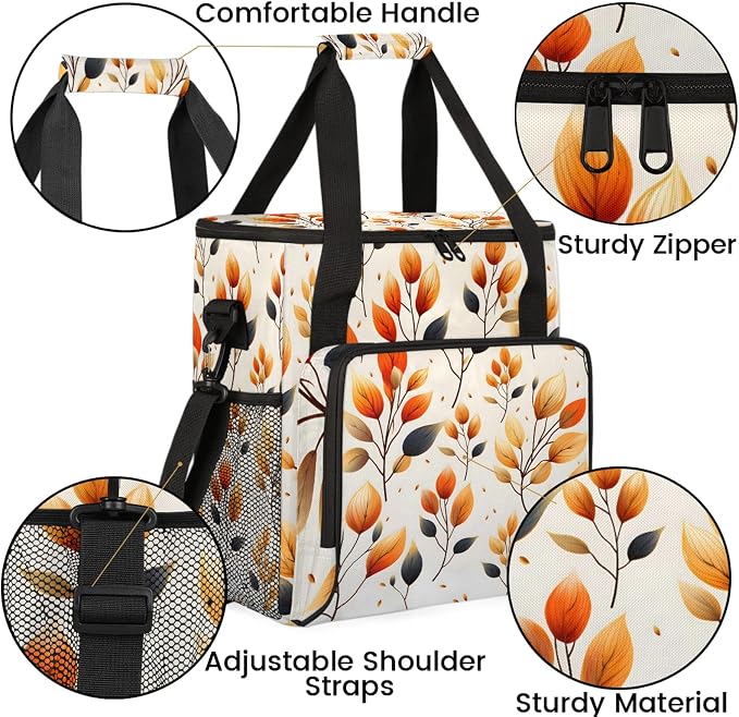 Fall Leaves Coffee Maker Carring Bag, Large Insulated Storage Organizer Case - Image 6