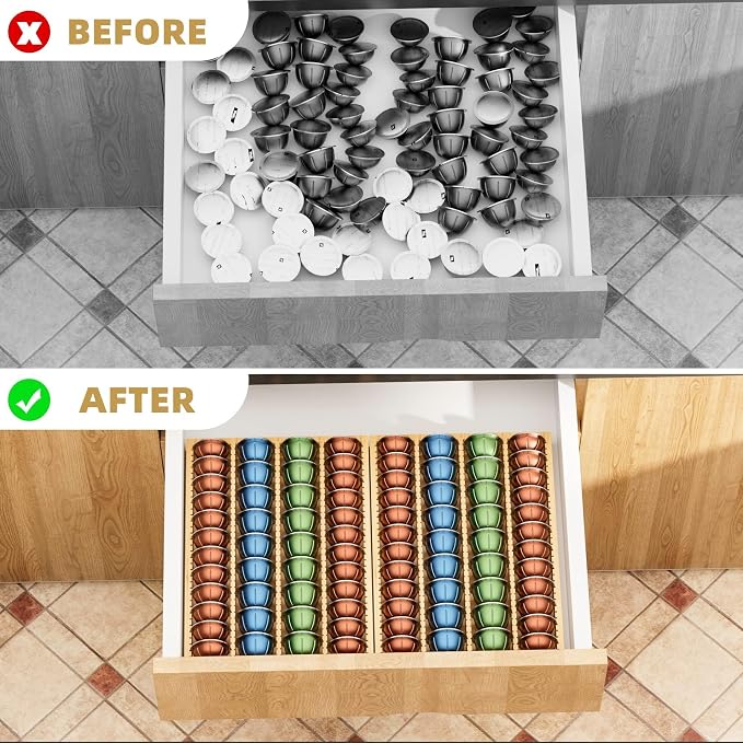 MinBoo Bamboo Coffee Pod Storage Holder Drawer Insert - Image 5
