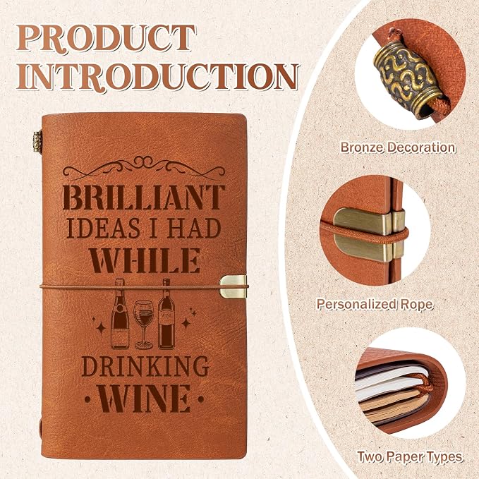 Wine Gifts for Women, Leather Tasting Journal Notebook - Image 4
