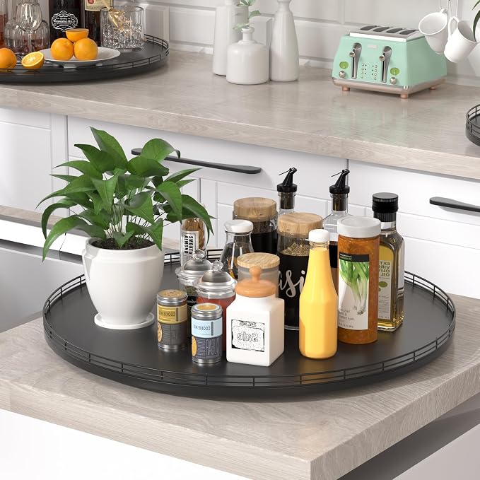 Oroyutor 24" Oak Wooden Lazy Susan Turntable - Image 5