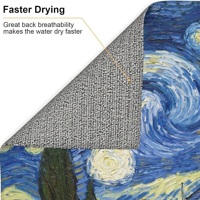 Van Gogh Starry Sky Night Art Dish Drying Mat - Image 7