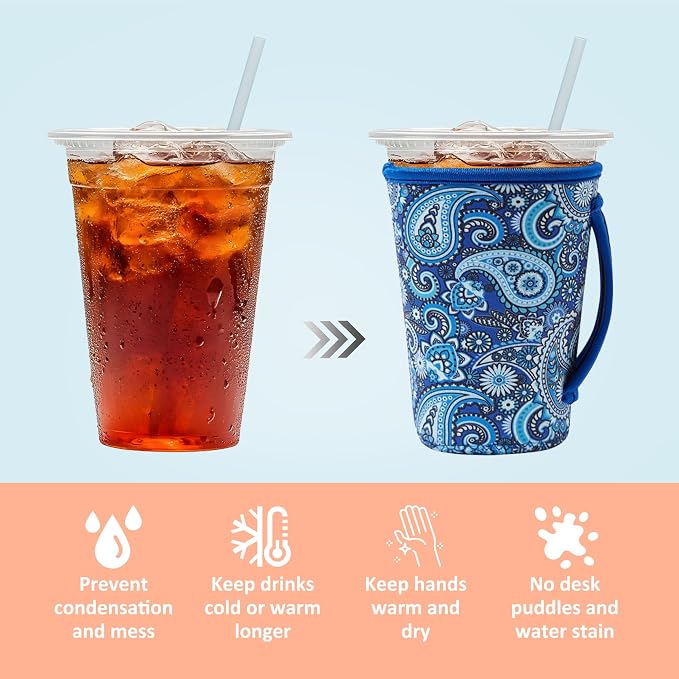 KJQJLY 4 Pack Iced Coffee Sleeve, reusable Neoprene Cup Sleeves Suitable - Image 3