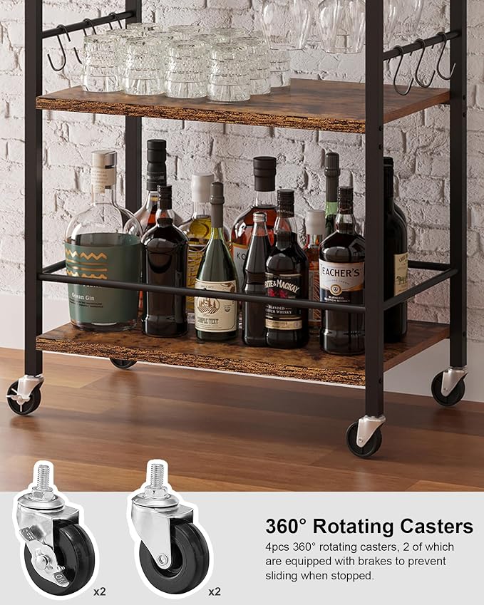 TUTOTAK Bar Cart, Home Bar Serving Cart - Image 3