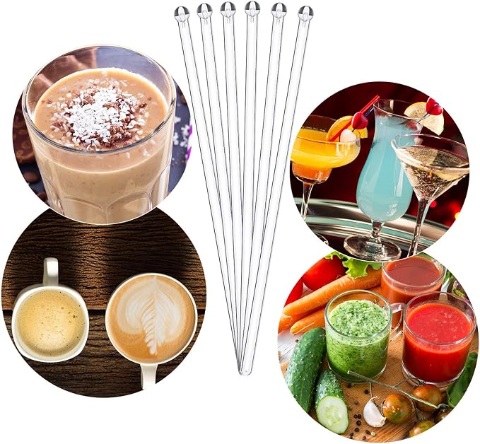 Honoson 100 Pcs Clear Swizzle Sticks Ball Head Stirrer Disposable Plastic Round - Image 7