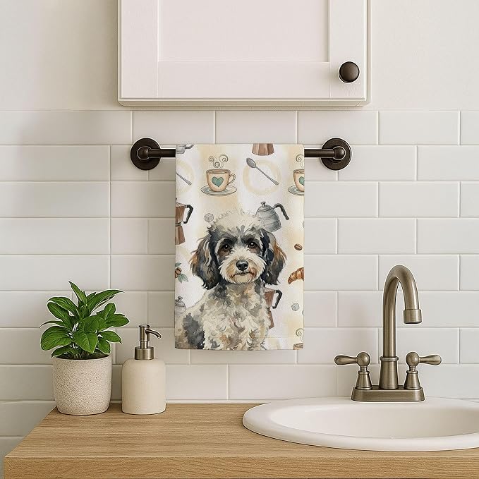 Caroline's Treasures Toy Parti Poodle Coffee Bar Kitchen Towel Velour Plush - Image 7
