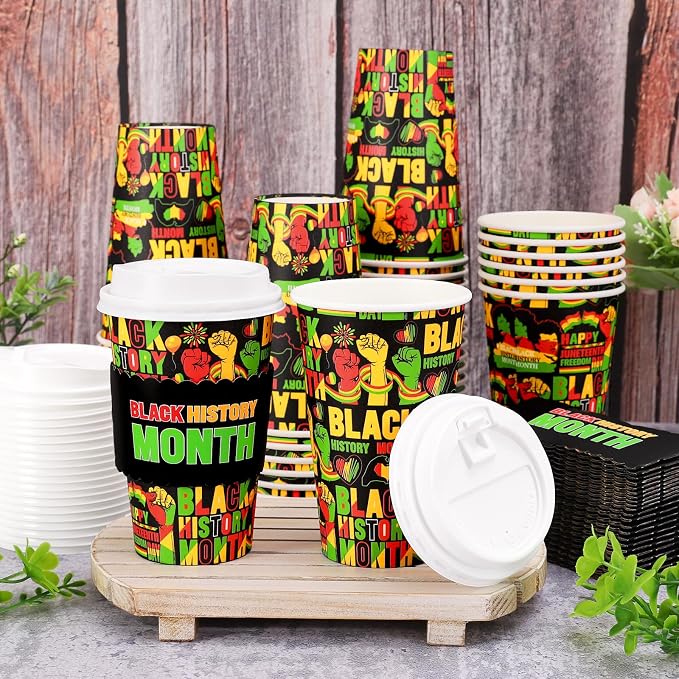 Whaline 50 Pcs Happy Juneteenth Disposable Coffee Cups - Image 4