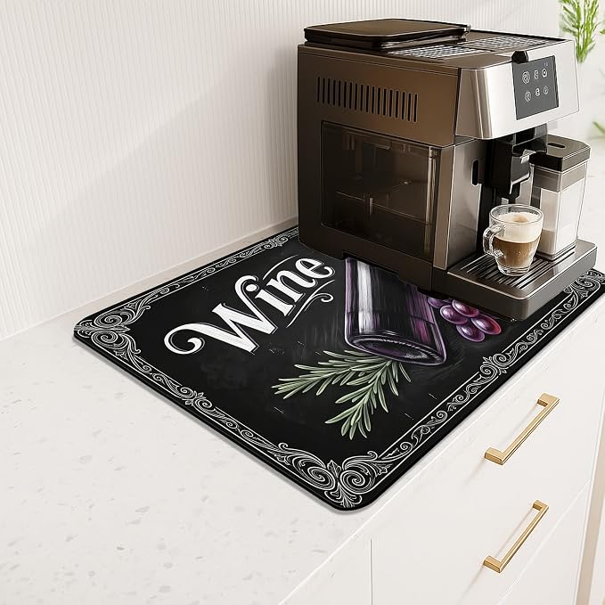 Wine Inspired Dish Drying Mats for Kitchen Counter, Vintage Black Grapes - Image 6