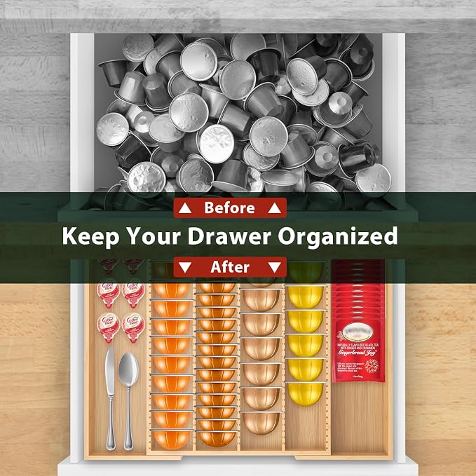 Bamboo Coffee Pod Holder Drawer – K Cup Organizer Compatible - Image 7