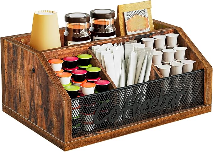 YATINEY Coffee Pod Organizer, Wooden Coffee Bar Organizer by Yatiney