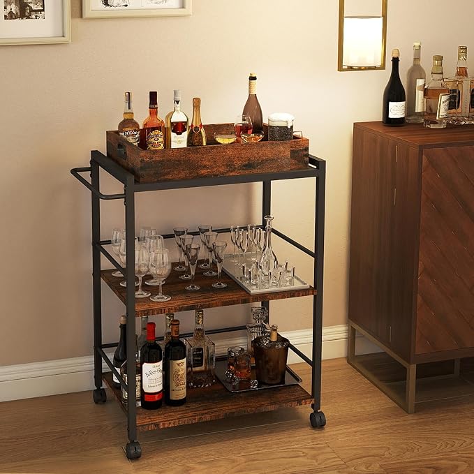 3 Tier Kitchen Cart, Rolling Bar Cart - Image 6