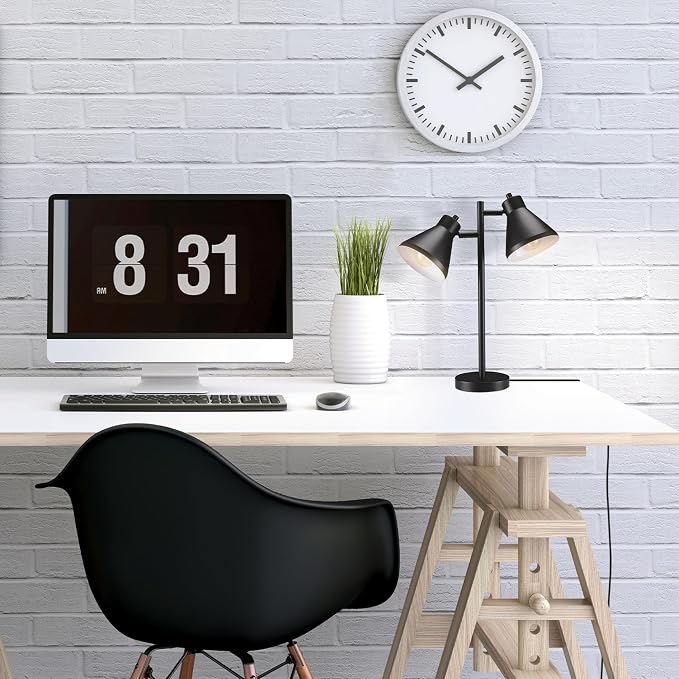 Globe Electric 18" 2-Light Desk Lamp, Industrial Design, Pivoting Heads - Image 4