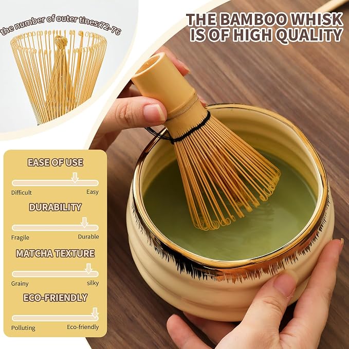 XiaoQuilismic-Matcha Whisk Set: Bamboo blender, matcha bowl, cute stand - Image 2