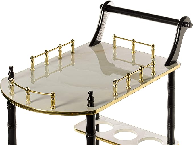Serving Bar Cart Tea Trolley, 2 Tier Shelves on Rolling Wheels, Mobile Liquor - Image 4