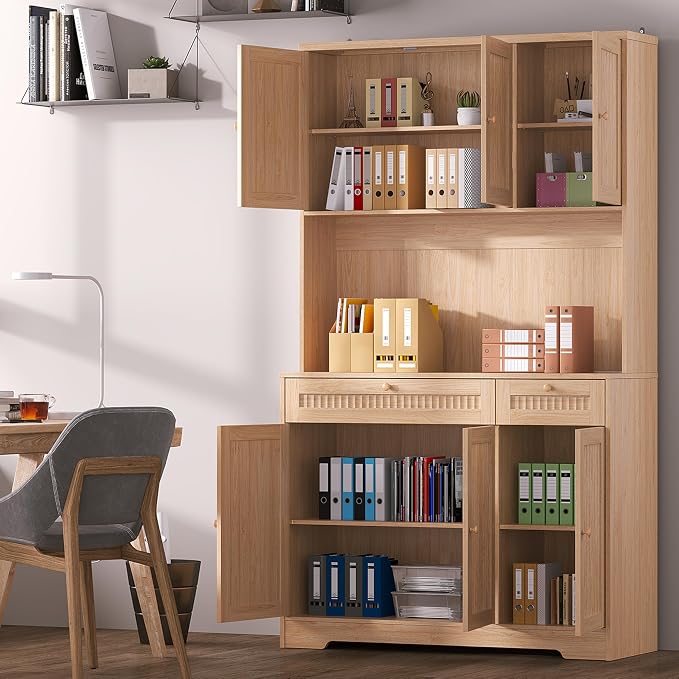 Pantry Storage Cabinet with Charging Station, Kitchen Storage with Adjustable - Image 5
