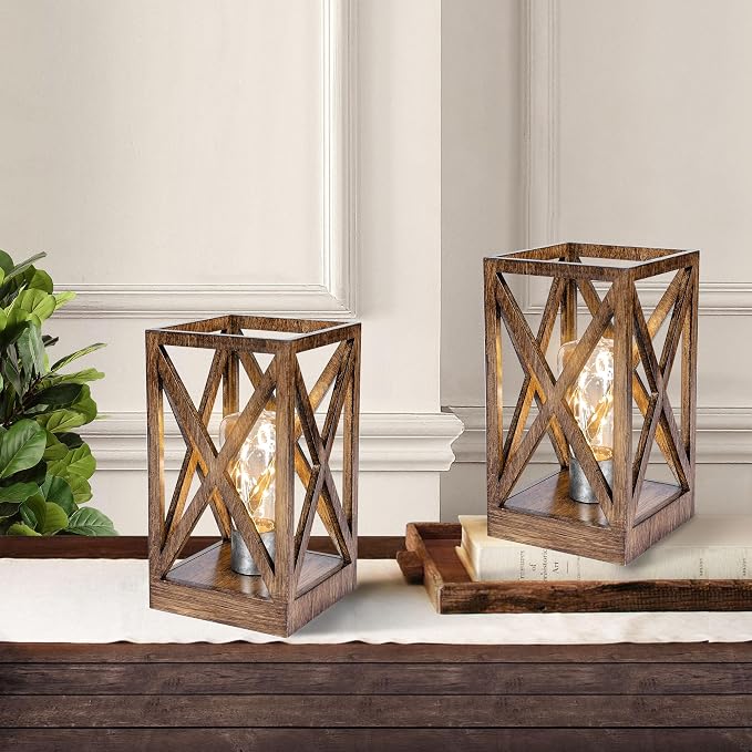 WINGBO 2 Pack Retro Battery Powered Table Lamps, Battery Operated Cordless Lamp - Image 2