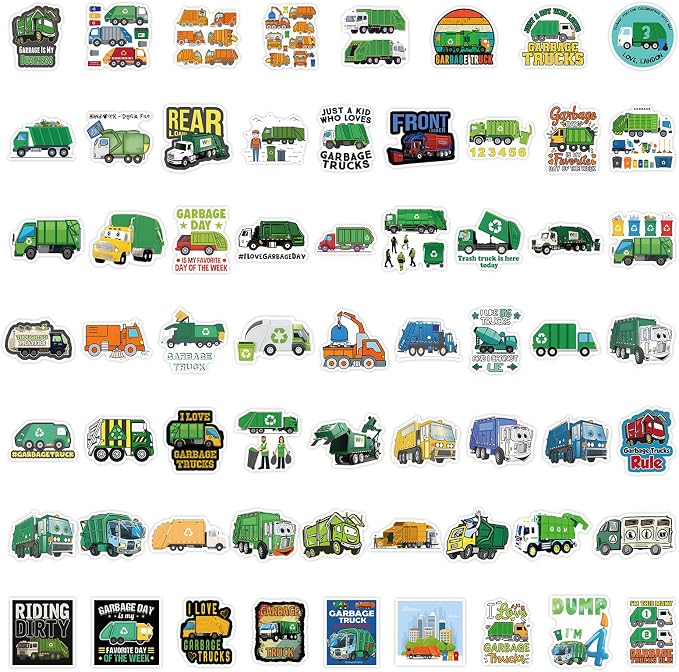 60Pcs Garbage Truck Stickers, Waterproof Vinyl Recycling Truck Decals - Image 5