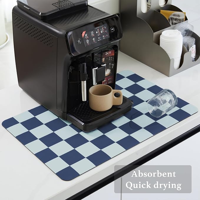 Ohocut Navy Blue Checkered Dish Drying Mat - Image 4