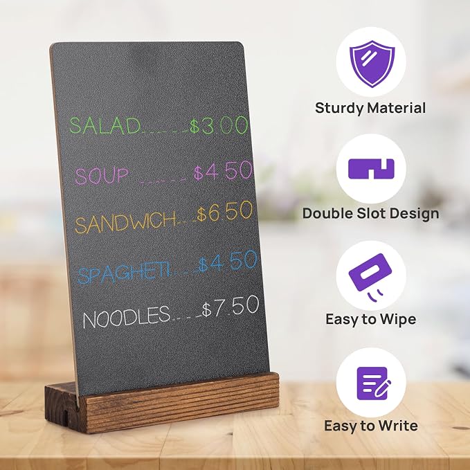 6Pcs Tabletop Chalkboard Sign, 7.8x5 Inch Double-Sided Message Boards, - Image 3
