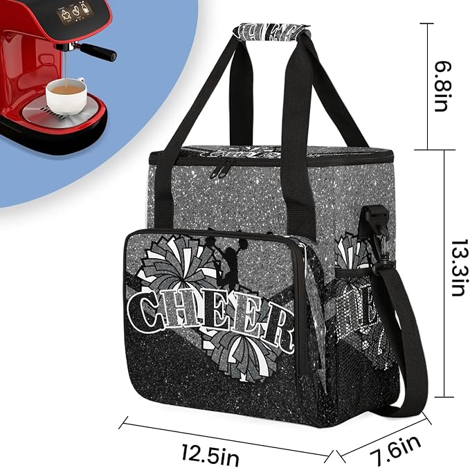 Cheer Black Grey Coffee Maker Carring Bag, Large Insulated Storage Organizer - Image 2