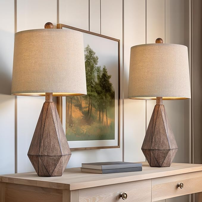 PoKat 20.25" Retro Farmhouse Table Lamp Set of 2 - Image 4
