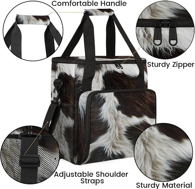 Cow Print Western Animals Coffee Maker Carring Bag, Large Insulated Storage - Image 6