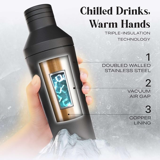 BARE BARREL Insulated Cocktail Shaker Set | Double Wall Stainless Steel | - Image 2