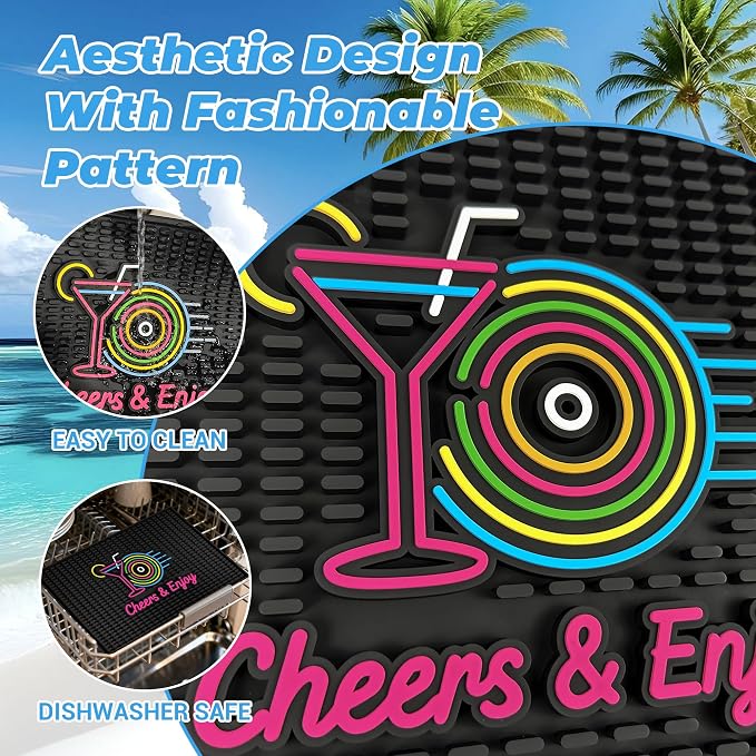 Neon Tiki Black Bar Mat 18 x 12 Inch - Image 3